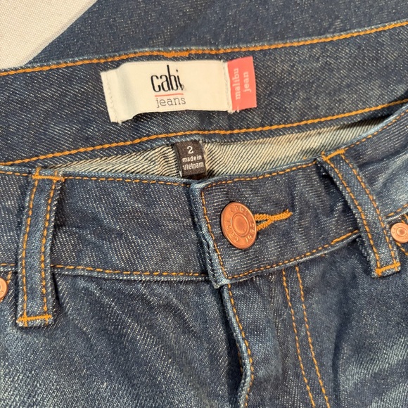 CAbi Malibu Jeans Size 2 Medium Wash Distressed Straight Leg Denim - Picture 5 of 5